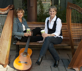 Janine and Susan with their harps