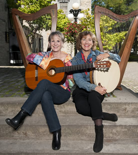 Janine and Susan with their harps