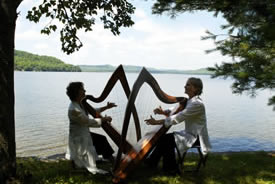 Janine and Susan with their harps