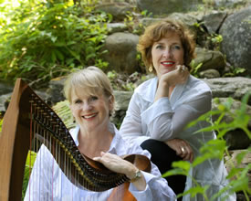 Janine and Susan with their harps