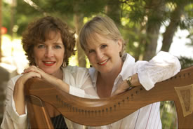 Janine and Susan with their harps