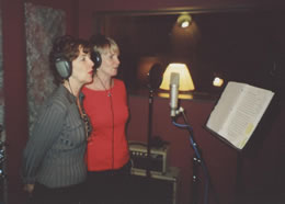 Susan and Janine recording their Christmas demo CD